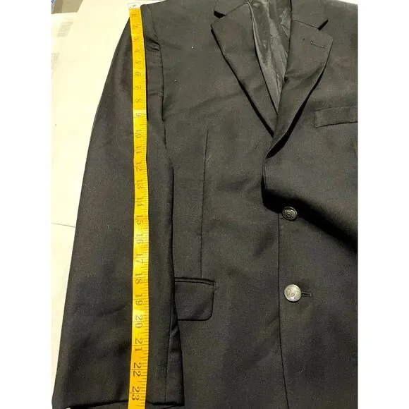 Lauren Ralph Lauren wool sport coat black blazer business logo button men's 38 R